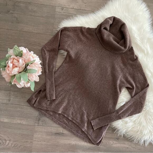 Charter Club Luxury 100% Cashmere Brown Mink Heather Cowlneck Sweater S - Picture 1 of 5